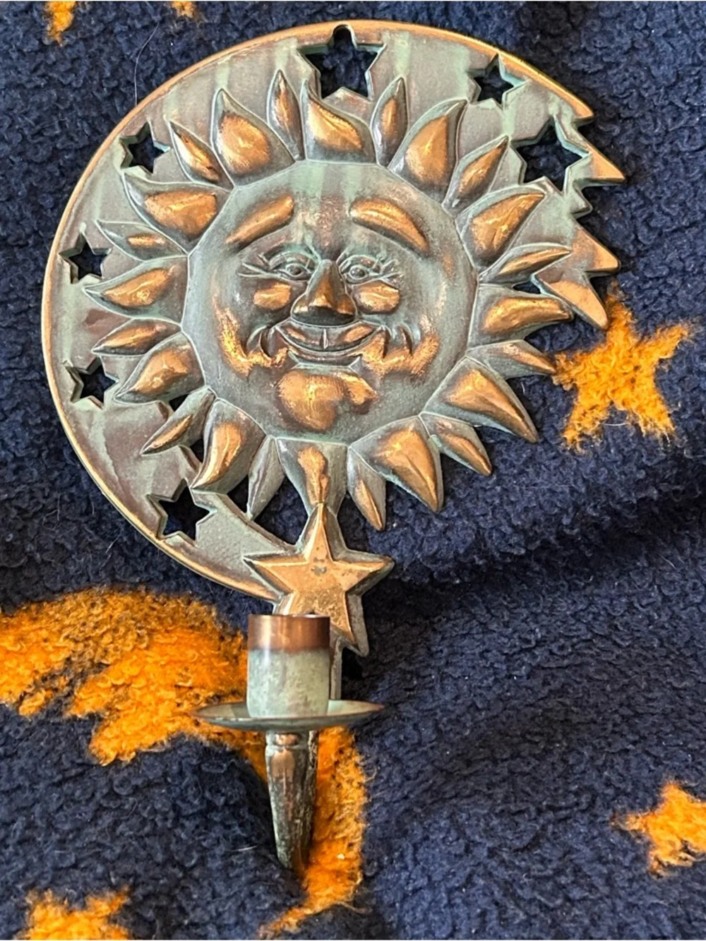 Vintage 90s Celestial Candle Holder PartyLite Sun Wall Sconce Whimsigoth Witchy - Picture 5 of 9